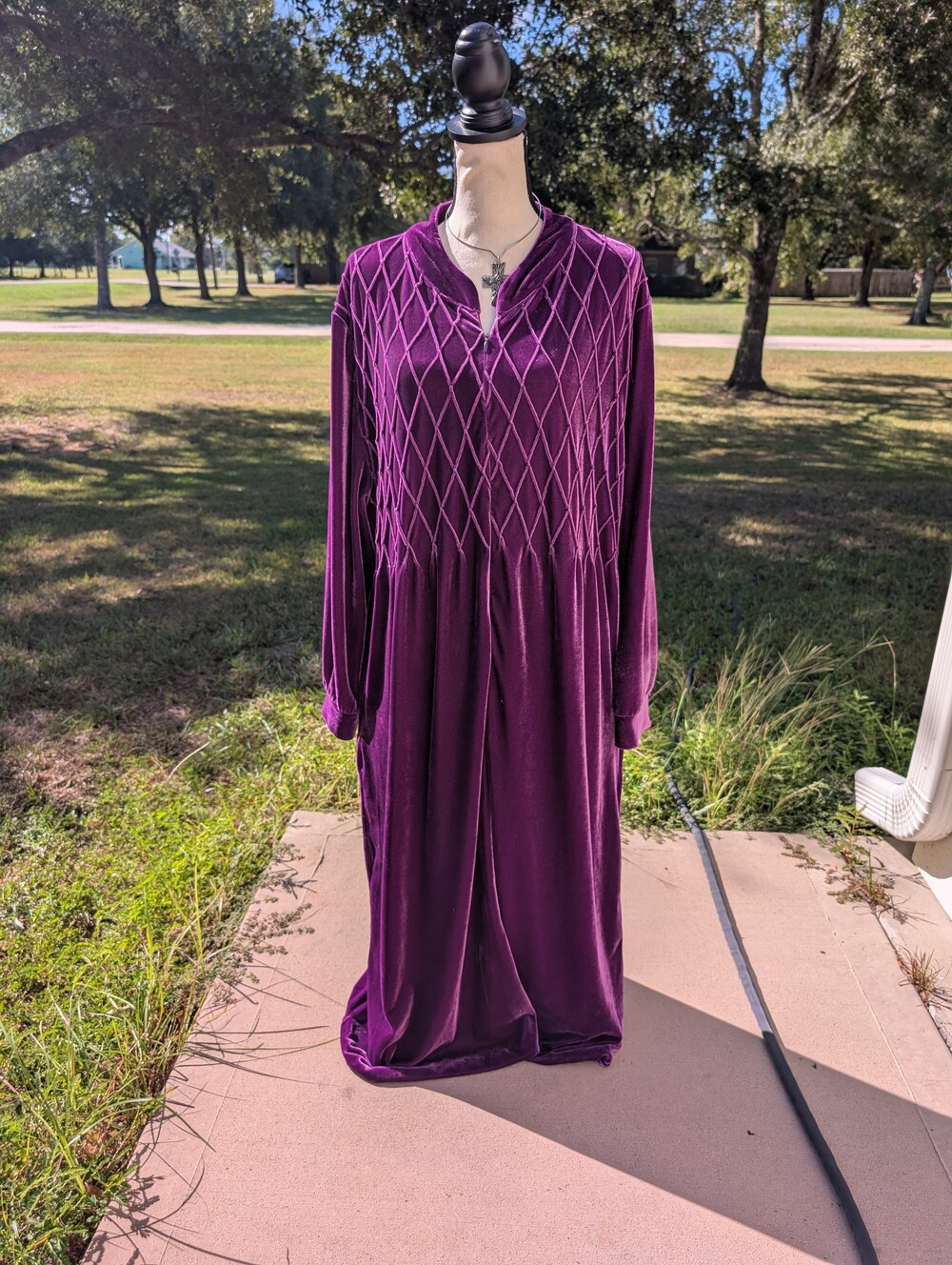 Y2K Purple velvet maxi house coat  with diamond quilting